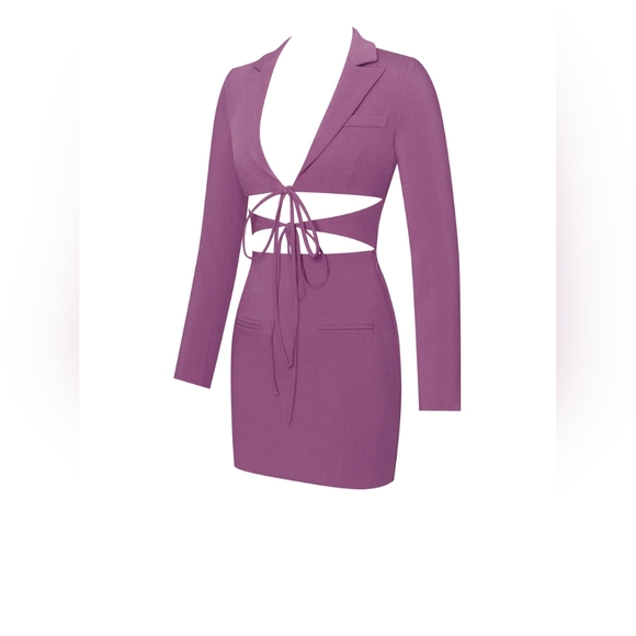 💜Wynn Mauve Lace Up Cutout Long Sleeve Dress💜 - Picture 14 of 16